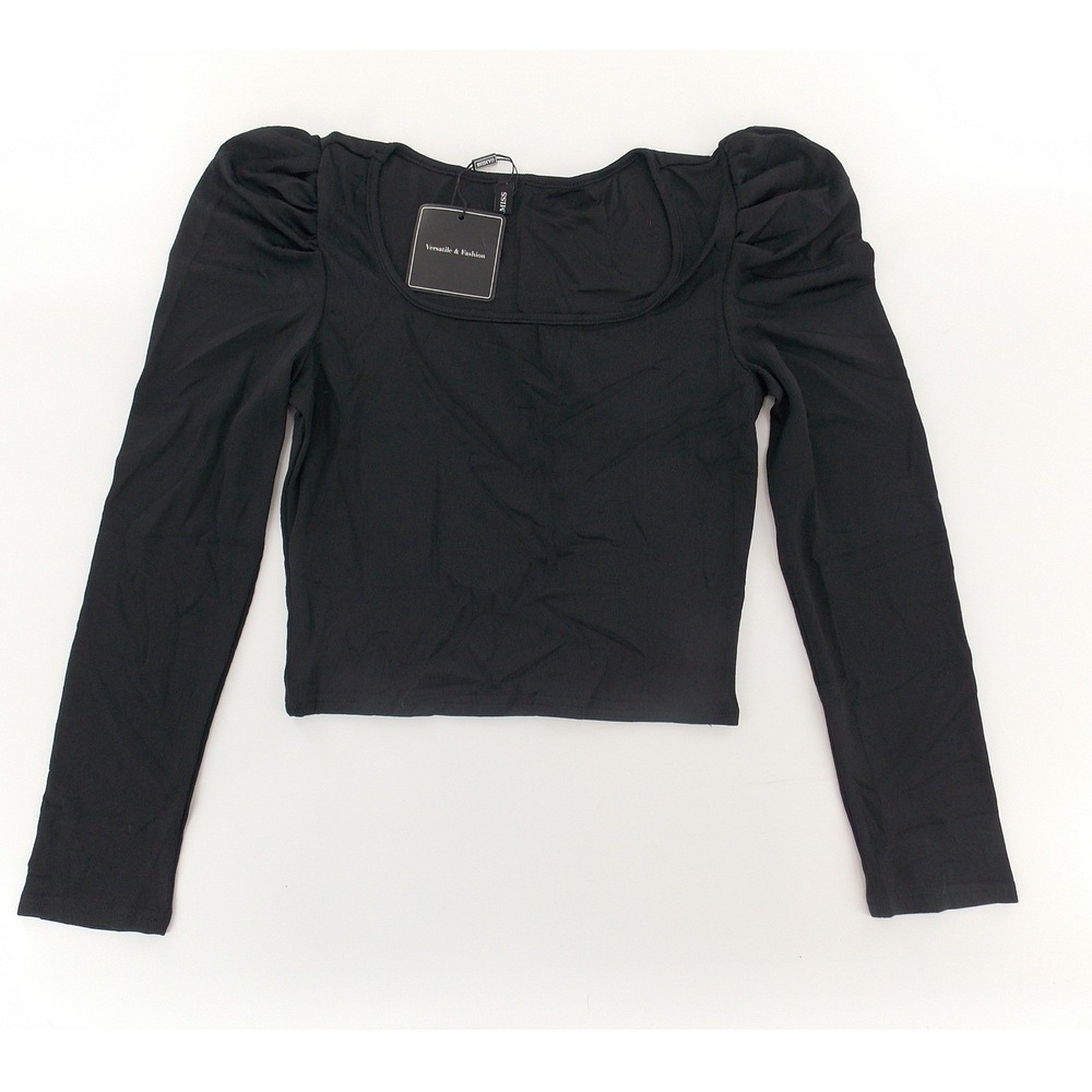 NWT Gamiss Top Puff Sleeve Women Size S Black
